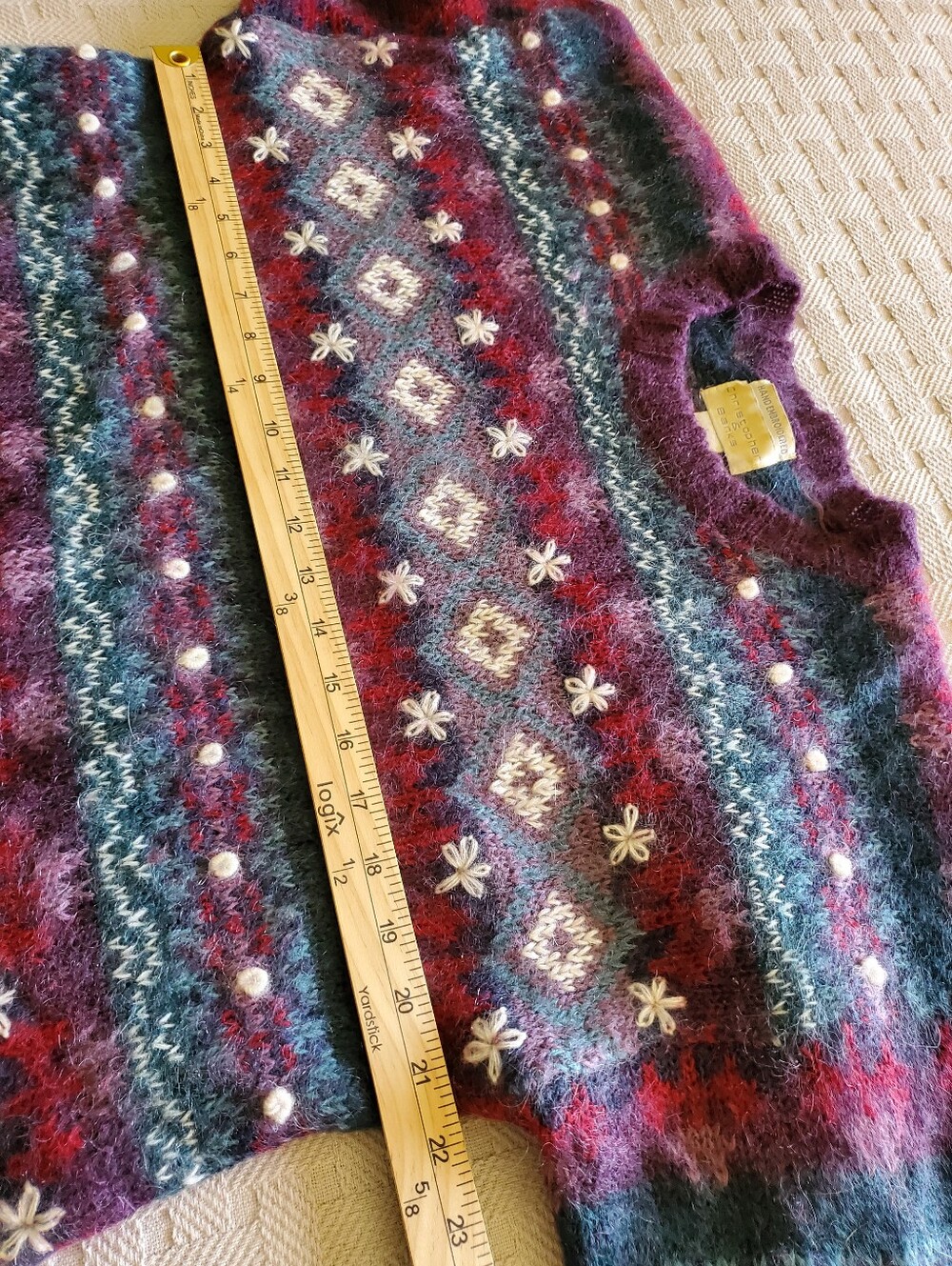 Christopher & Banks Mohair Blend Fair Isle Embroidered Sweater Vintage 90s - Picture 8 of 12